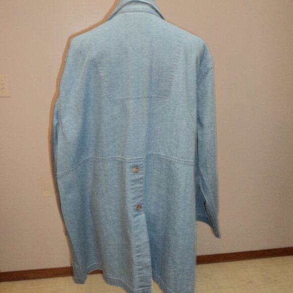 NWT Women's Plus 3X C J Banks Blue Denim Coat Jacket Unlined Pocket 100% Cotton - Picture 3 of 12